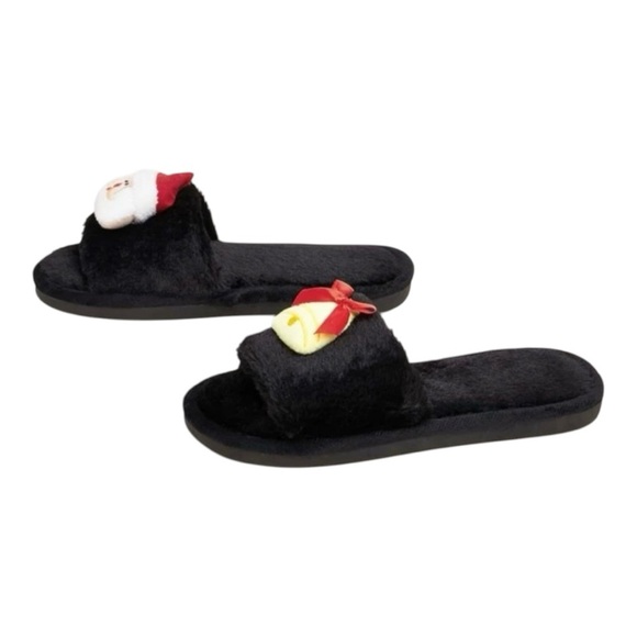 NEW Soft Plush and Cushioned Open Toe Christmas Non-Slip Slippers Size Large - Picture 2 of 10
